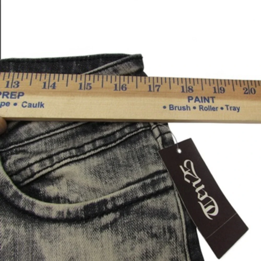 Ten25 Jeans Mens 13/14 Black Gray‎ Distressed Stretch Denim Biker Moto Pants Zip